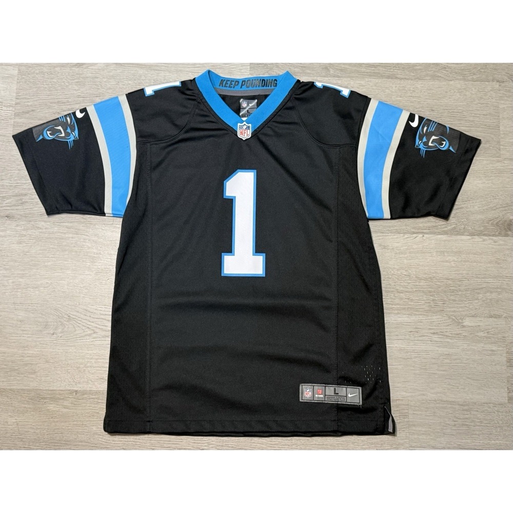 Nike NFL Carolina Panthers Cam Newton Jersey Kids L Youth Football Black Blue